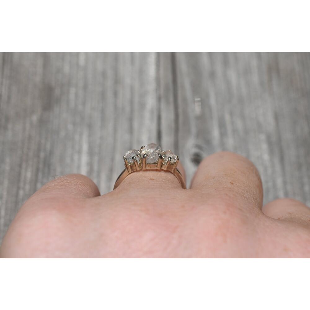 14k Gold Diamond Ring Size 7 Raw Diamond Engagement Ring Solid Gold Engagement - Picture 5 of 5